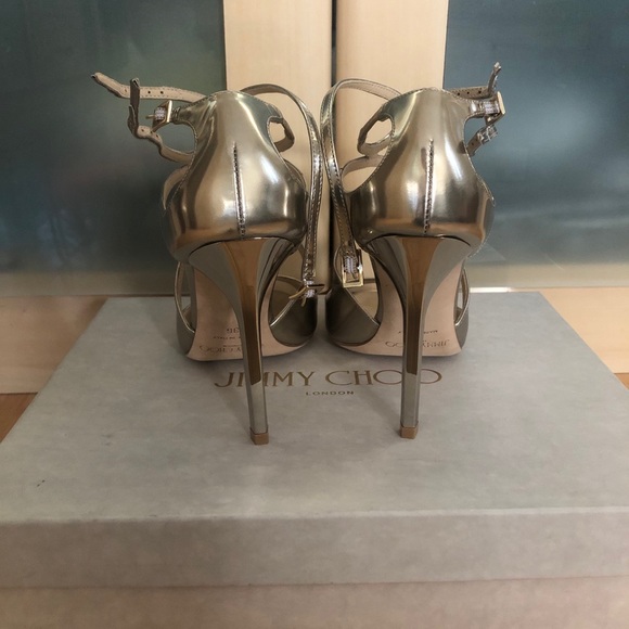 Jimmy Choo “Lang” Metallic Leather Sandals Size 36 - Picture 3 of 4